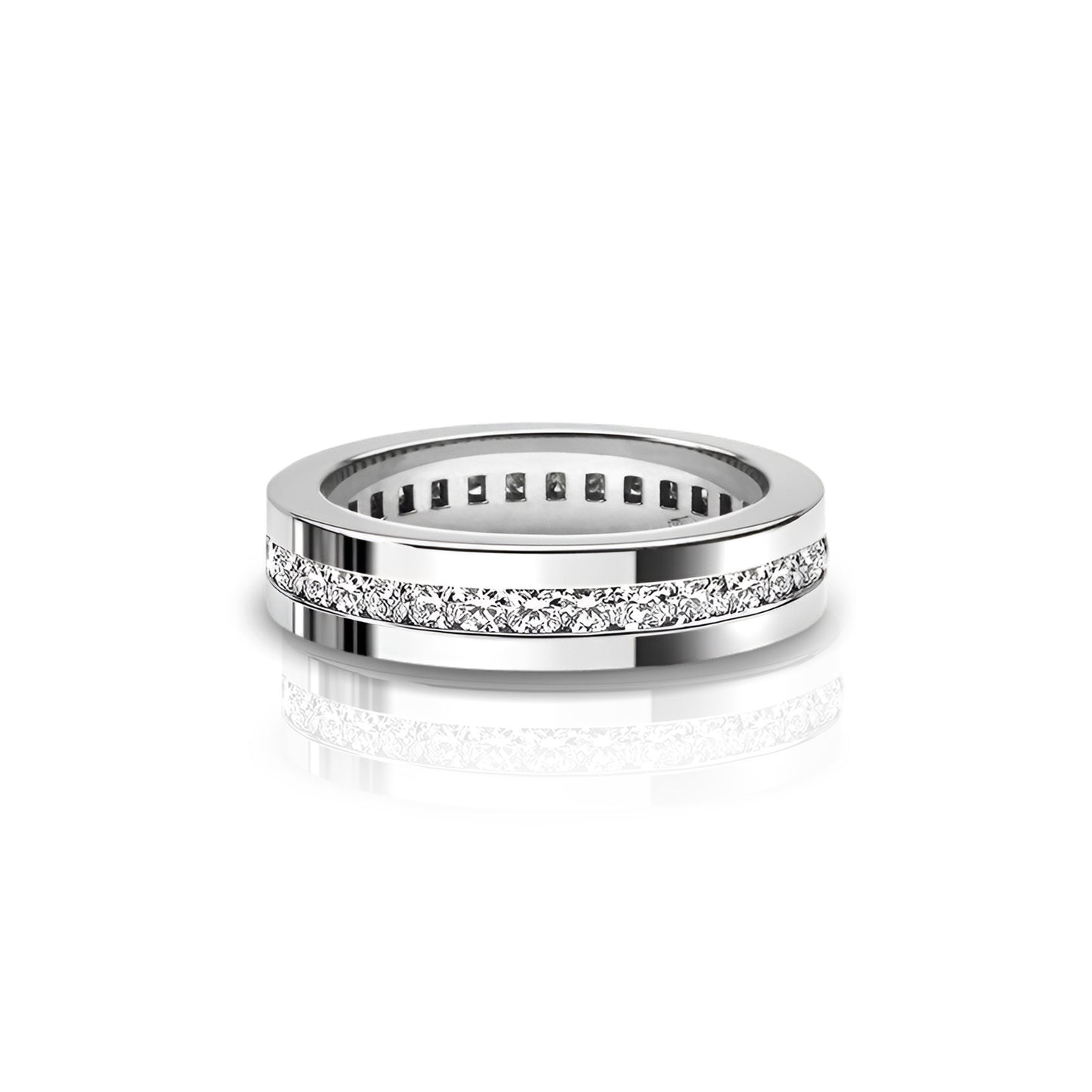 Luxurious 18k White Gold Flanders Cut Diamond Eternity Band