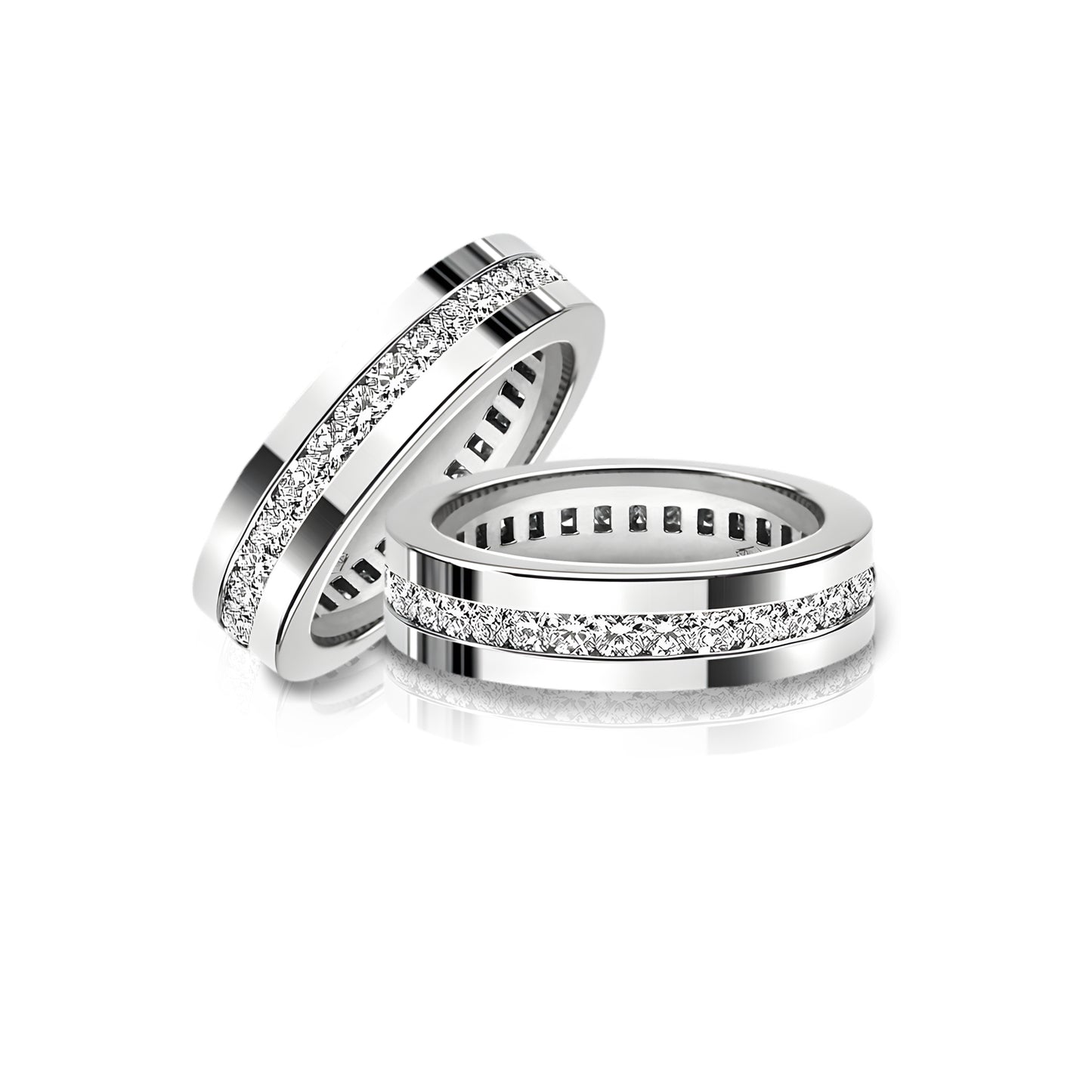 Luxurious 18k White Gold Flanders Cut Diamond Eternity Band