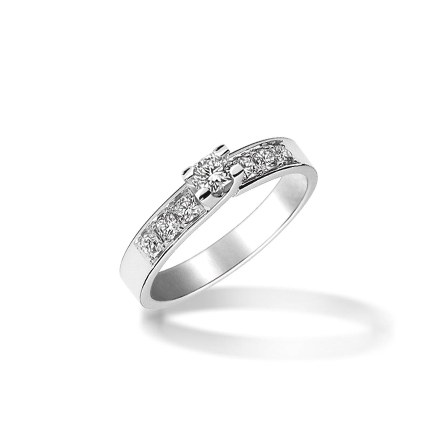Elegant 18K White Gold Flanders Cut Diamond Ring