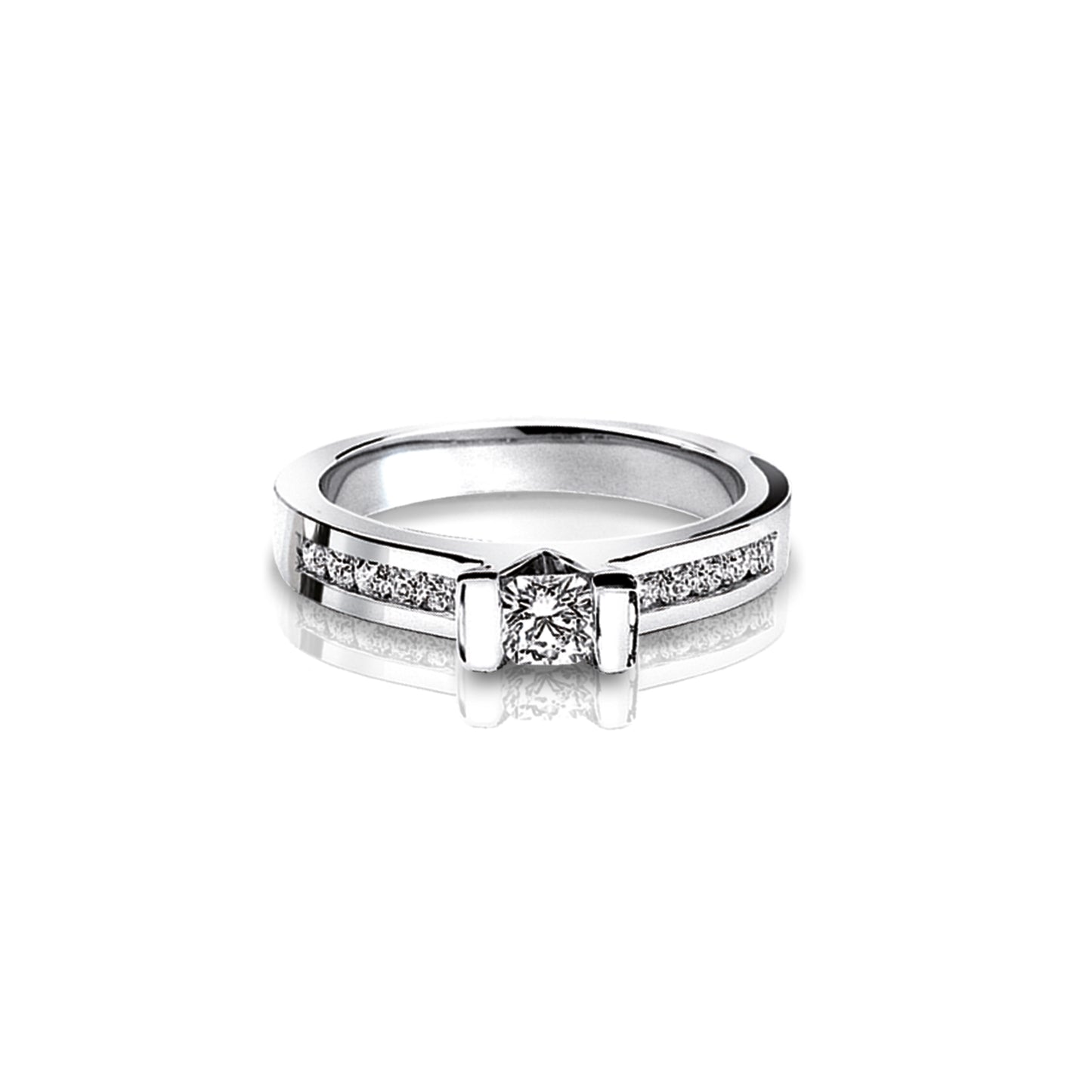 Timeless 18K White Gold Flanders Cut Diamond Ring