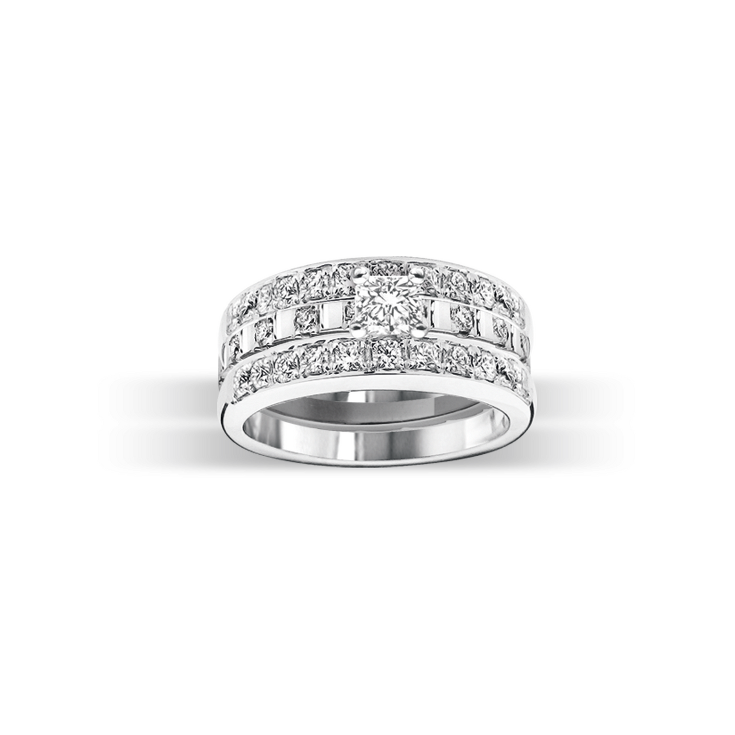 ダブルバンド 18K のフローティング フランダース カット