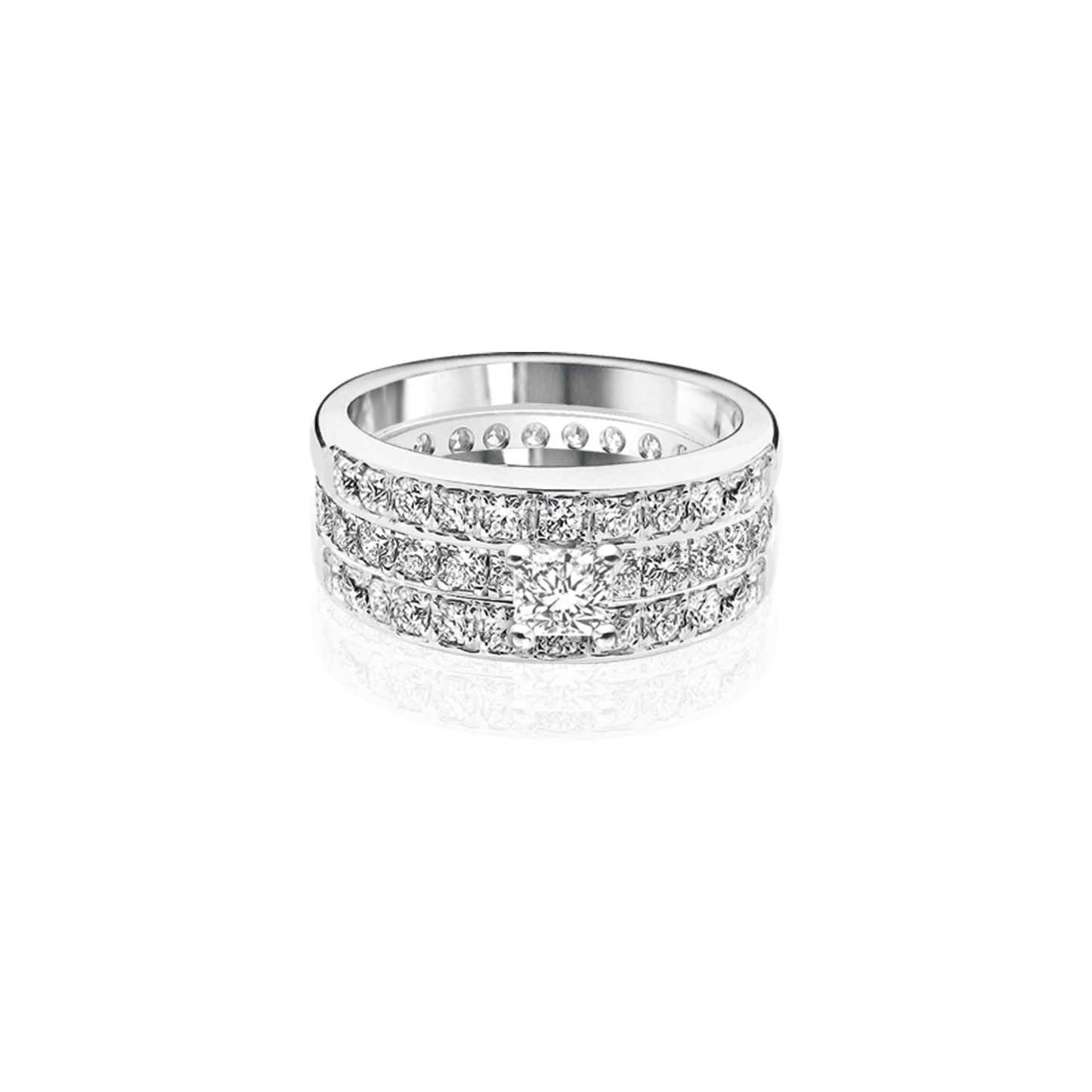 Flanders Love Double Band in 18K Gold Full Eternity Diamonds Ring