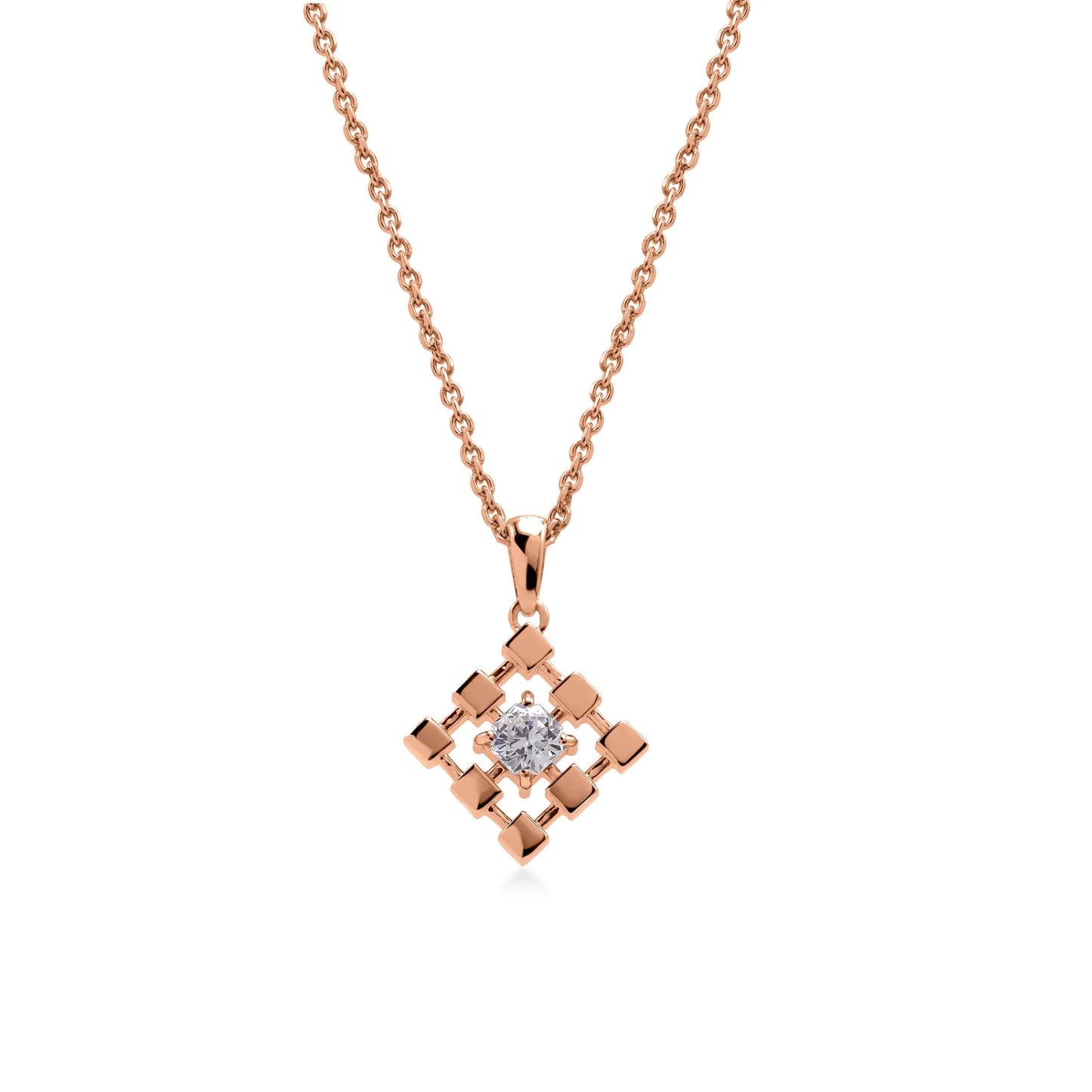 Luxurious 18K Rose Gold Flanders Cut Diamond Pendant