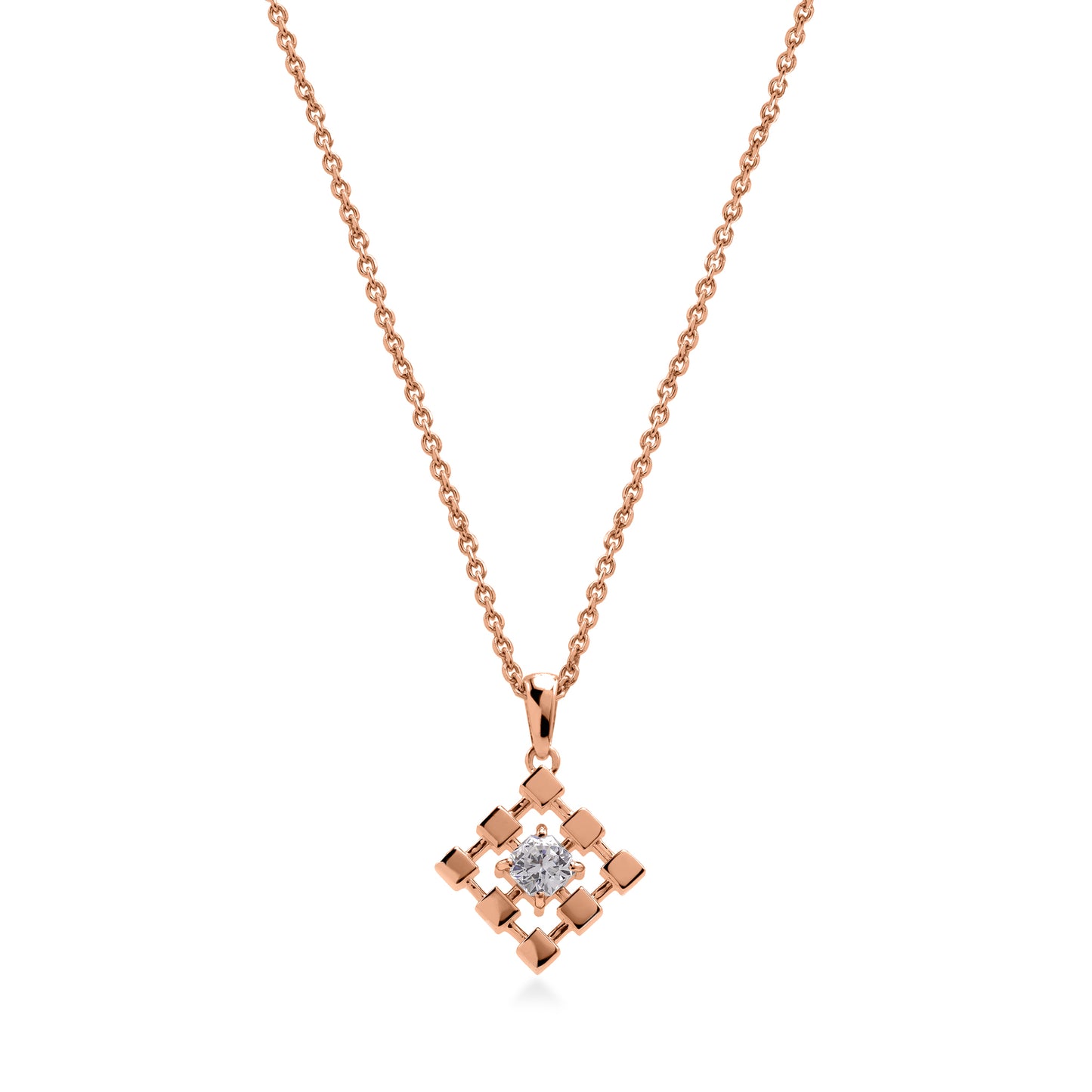 Luxurious 18K Rose Gold Flanders Cut Diamond Pendant