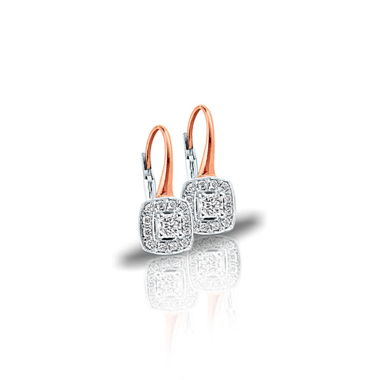 Cushion Halo Drop Earrings with Flanders Cut Diamonds