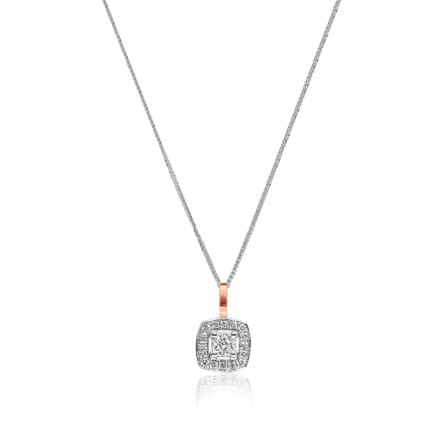 Stunning 18K Gold Flanders Cut Diamond Pendant with Rose Gold Accent