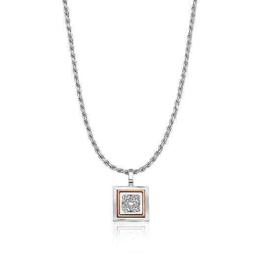 Exclusive 18K Gold Flanders Cut Diamond Pendant with Rose Gold Frame