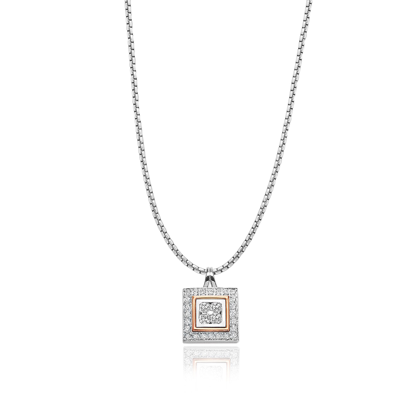 Luxurious 18K Gold Flanders Cut Diamond Pendant with Rose Gold Accents