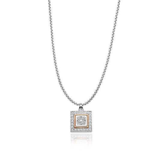 Luxurious 18K Gold Flanders Cut Diamond Pendant with Rose Gold Accents