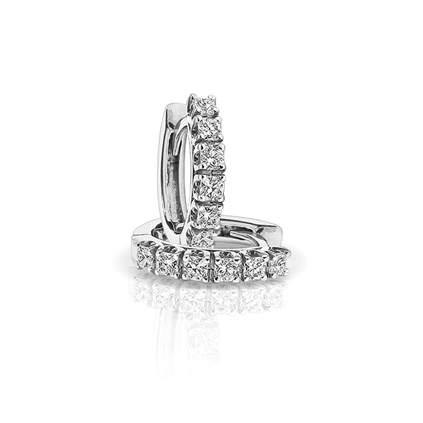 Eternity Hoop Earrings with Flanders Cut Diamonds in 18K White Gold