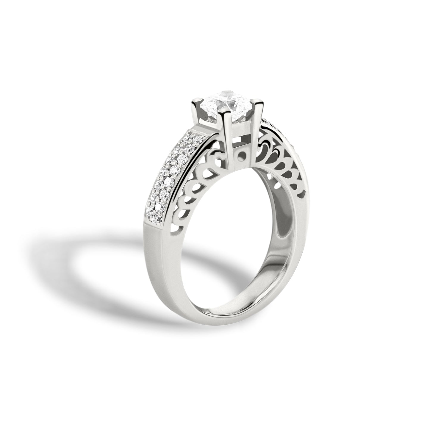 Cathedral Solitaire with Pavé Shoulders