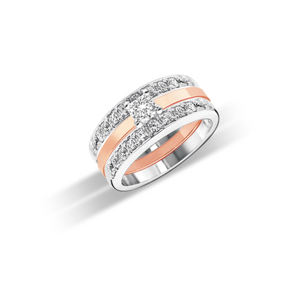 Flanders Cut in 18K Rose Gold Classic Double Band