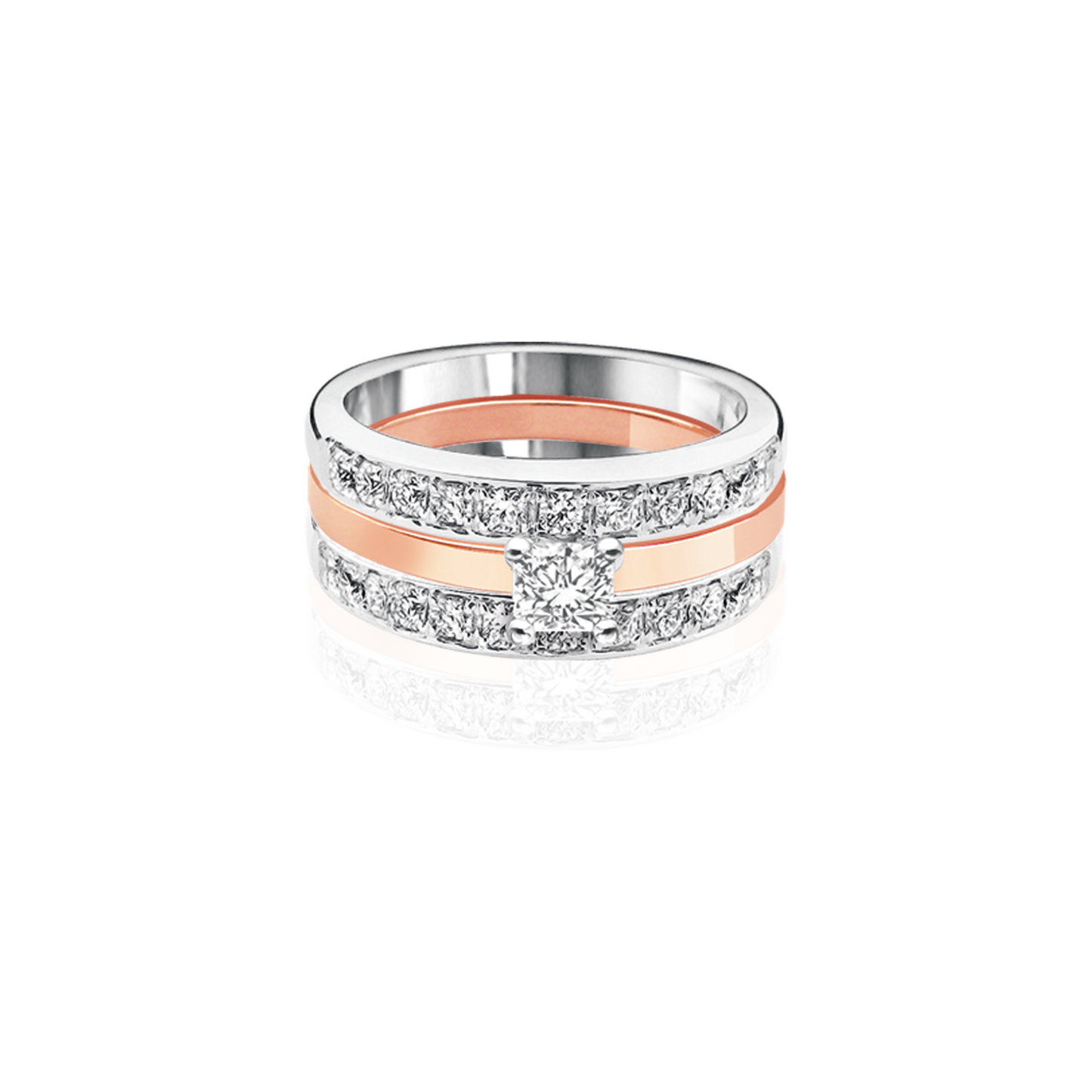 Flanders Cut in 18K Rose Gold Classic Double Band