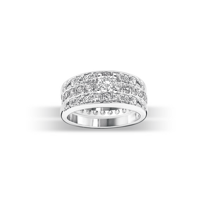 Flanders Love Double Band in 18K Gold Full Eternity Diamonds Ring