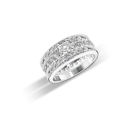 Flanders Love Double Band in 18K Gold Full Eternity Diamonds Ring