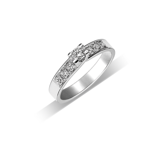 18K Channel White Gold Flanders Cut Diamond Wedding Ring