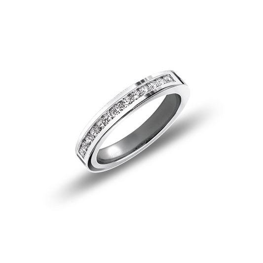 Flanders Cut Diamond Wedding Ring In 18K White Gold