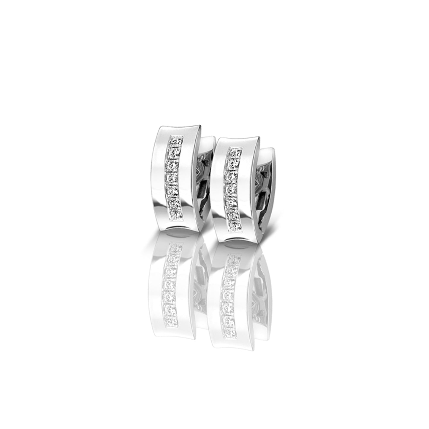 Curved Channel-Set Earrings with Flanders Cut Diamonds in 18K White Gold