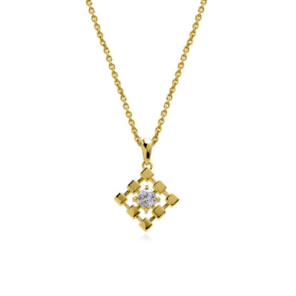 Exquisite 18K Gold Flanders Cut Diamond Pendant