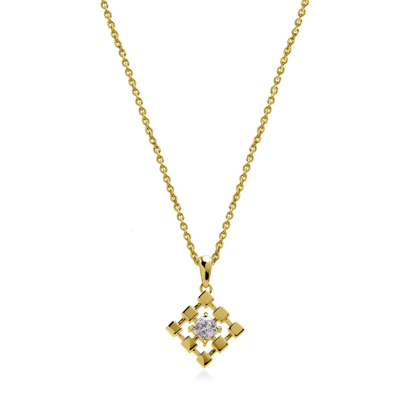 Exquisite 18K Gold Flanders Cut Diamond Pendant